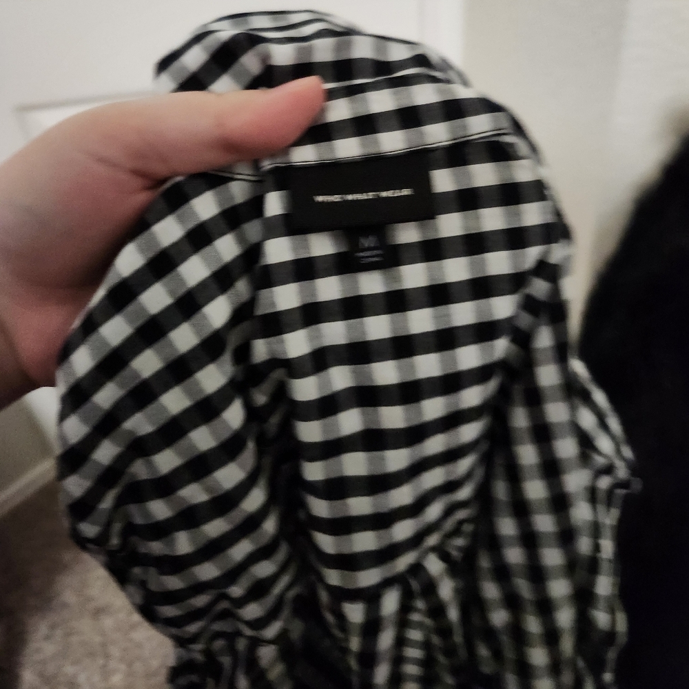 Who What Wear Black White Gingham Sleeveless Button Down Shirt Dress M - Picture 7 of 11